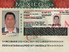 MEXICO VISA SAMPLE 
This visa is the first step to apply for temporary or permanent residency