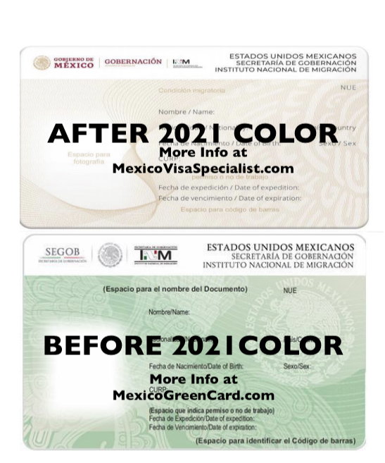 Mexico Resident Card Colors Sample